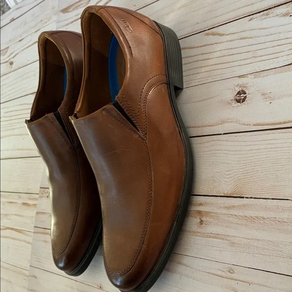 NWT CLARKS WHIDDON STEP Slip-On Loafers Ortholite Sz 11 Dark Tan Leather Men’s - Picture 8 of 12